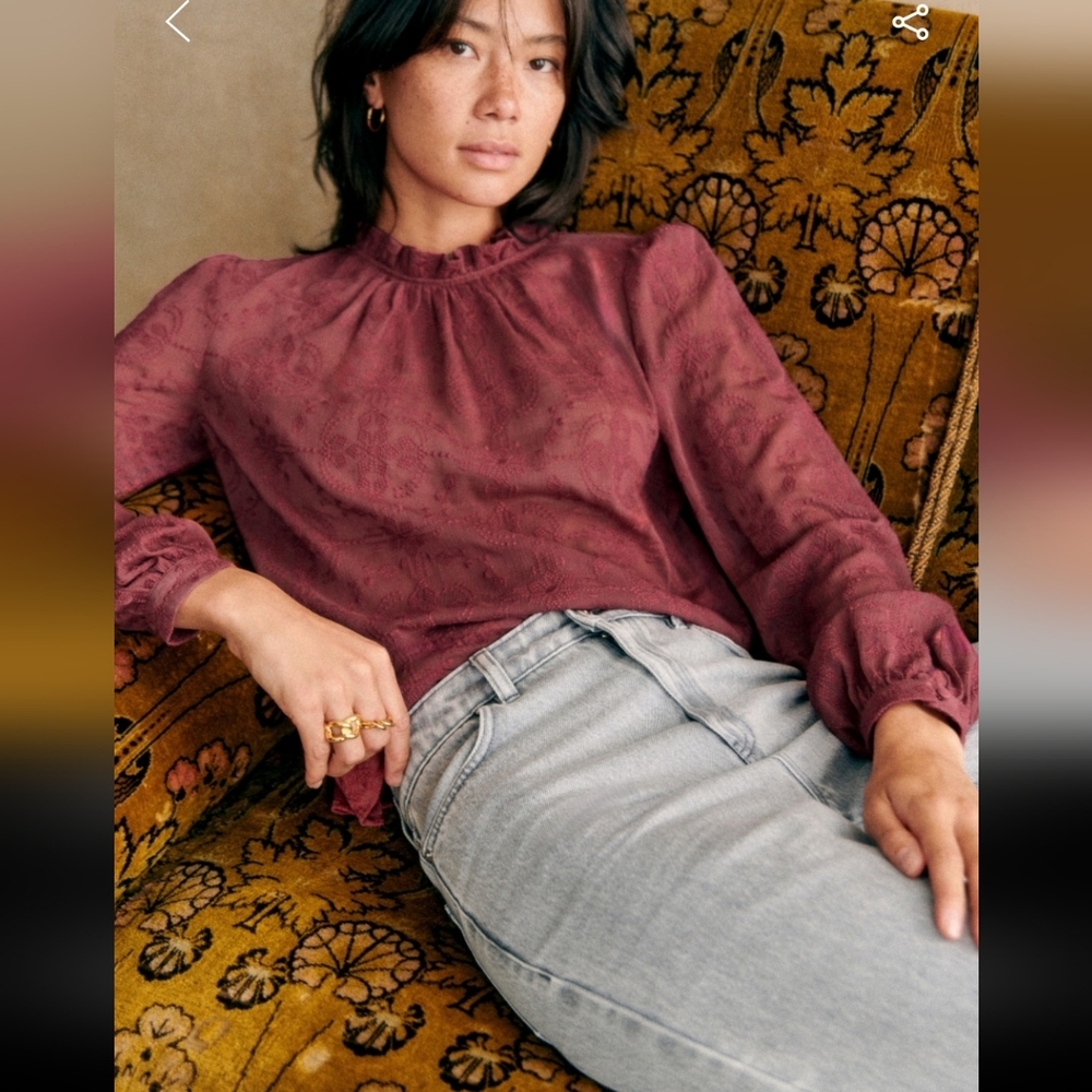 Sezane Valentine Embroidered Long-Sleeve Blouse - Picture 2 of 10